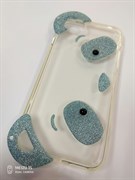 Чехол силиконовый для APPLE iPhone 7, голубой, блестящий, панда, в техпаке