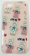 Силиконовый чехол с блестками iPhone 7/8, мишка Love Me