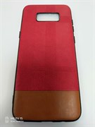 Силиконовый чехол Samsung G955F Galaxy S8 Plus тисненая эко кожа, красный