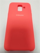Силиконовый чехол Samsung A600 Galaxy A6 (2018) Silicone Soft-touch finish, ярко-розовый